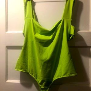 NWT Free People Strappy bodysuit in vibrant green